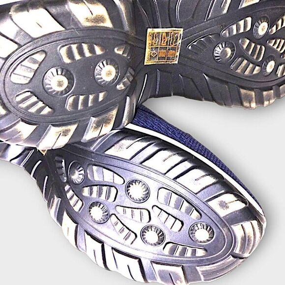 Womens Sz 41/ 9.5 Navy Stretch Slip On Sneakers Platform Ties Adjustable Stretch - Picture 7 of 9